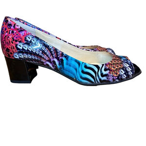 Peter Kaiser- Vintage MERMAID Leather sea open toe Chunky square size 6